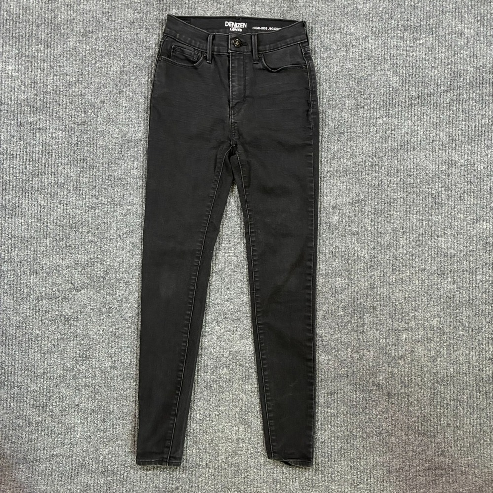 Levi's Denizen Womens High‎ Rise Jegging Size 3 Black Denim Stretch Mid Rise